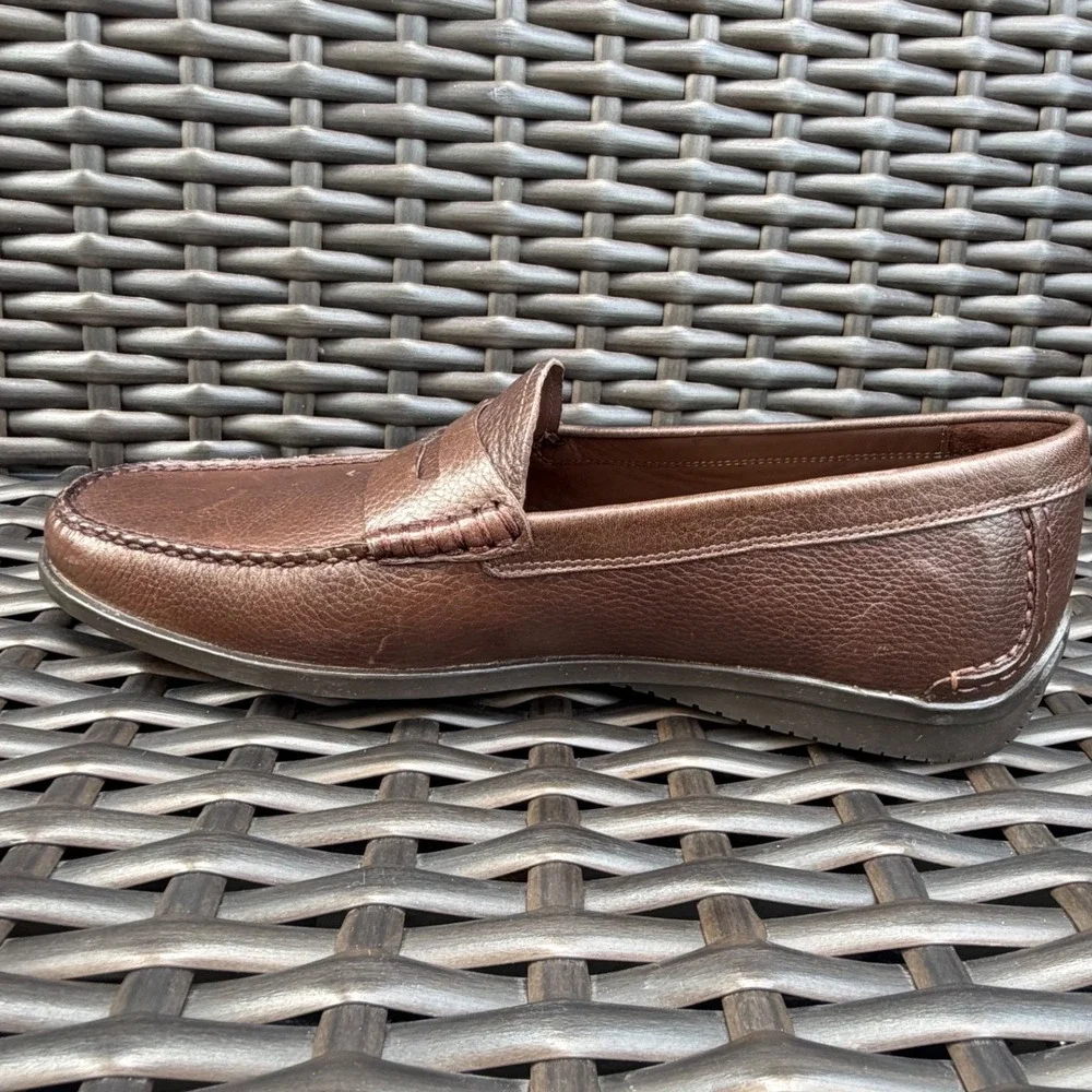 Johnnie-O Mens New Baja Pebbled Leather Penny Loafers JMFW100270 Brown 12M